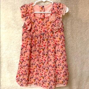 Healthtex Girl's dress,  LIGHT pink floral Ruffle sleeveless, 4T